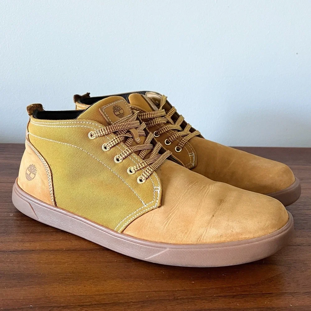 Timberland Groveton Chukka Boots Wheat Nubuck Canvas Lace Up Mens Size 13